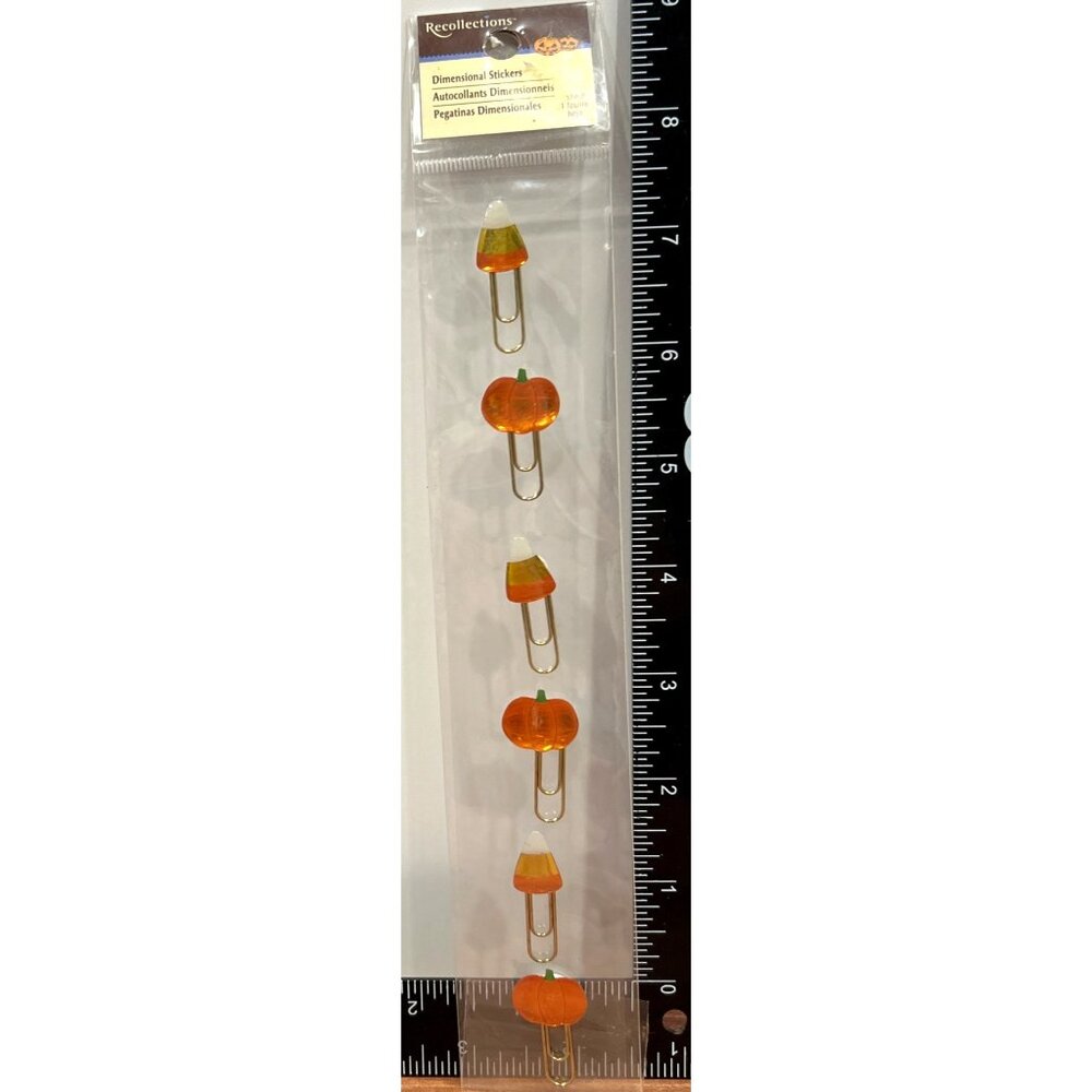 Michael's Dimensional Stickers Candy Corn & Pumpkin Paper Clips Halloween 224564